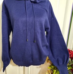 For The Republic Hoodie SzL Blue Ballon Sleeves Super Soft Cozy